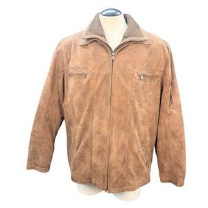 ROUNDTREE & YORKE Genuine Leather‎ Jacket Brown Distressed Zip Front XLT